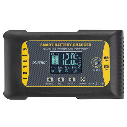 Smart універсальний зарядний пристрій 10A 12/24V кислотні літій-іонні літій-фосфатні акумуляторів 12/24V, фото 1