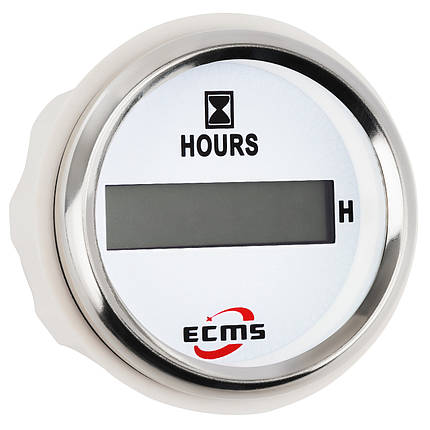Лічильник мотогодин ECMS CLH2-WS-HS 52 мм білий 801-00055 СЕРІЯ ЕКОНОМ для човна і катера, фото 1