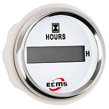 Лічильник мотогодин ECMS CLH2-WS-HS 52 мм білий 801-00055 СЕРІЯ ЕКОНОМ для човна і катера 12V цифровий з червоною підсвіткою та х