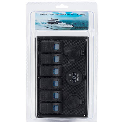 Панель перемикачів 12V/24V 6 перемикачів і подвійний USB суднова для човна і катера, фото 3