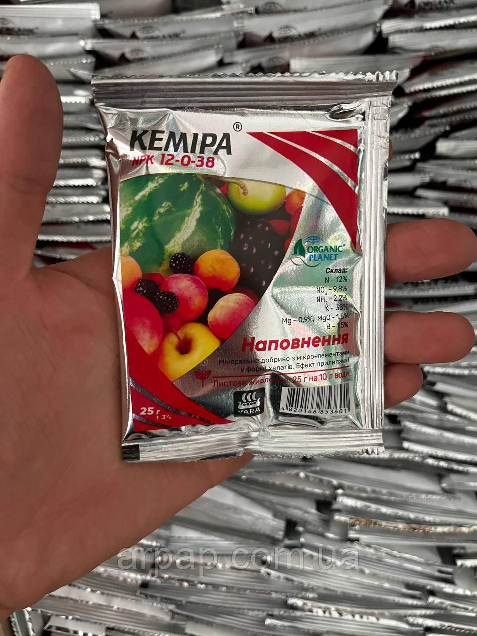 Кеміра Organic Planet, хелатне мінеральне добриво для позакореневого підживлення, NPK 12-0-38, 25 г, фото 1