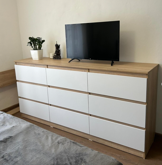 Комод Лайт Еко 9 Ящиків Сонома + белый