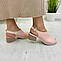 Босоніжки шкіряні жіночі на широкому підборі. Колір пудра. 39 розмір, фото 3