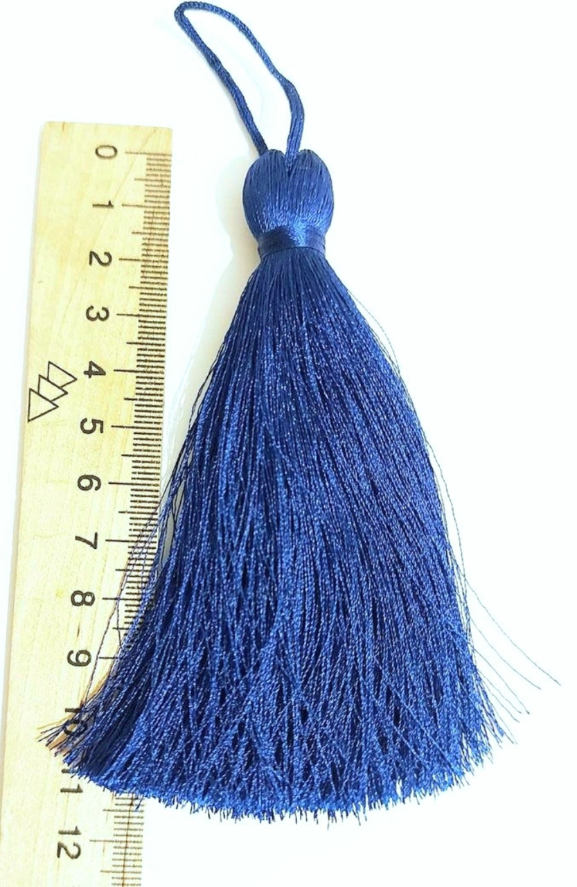 Китиця текстильна декоративна шовкова велика,1шт, синя 0239 1шт.