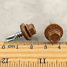 Саморіз RAL 0001 4,8х19 (колір - золотий дуб) для металу (покрівля/фасад) з шестигранною головкою та шайбою EPDM, фото 7