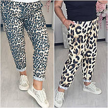 Жіночі джинси з леопардовим принтом напівбатал і батал