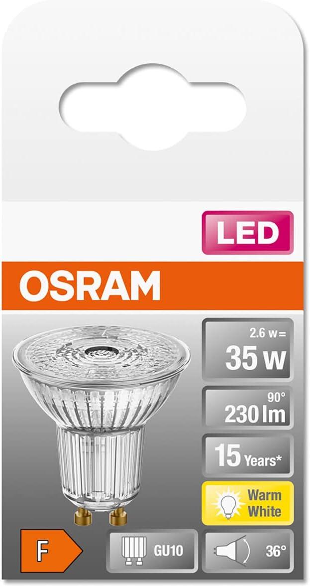 Лампочка точкова OSRAM LED STAR PAR16 35 GU10 2,6 Вт = 35 Вт 230 лм 36° Теплий білий 2700 К