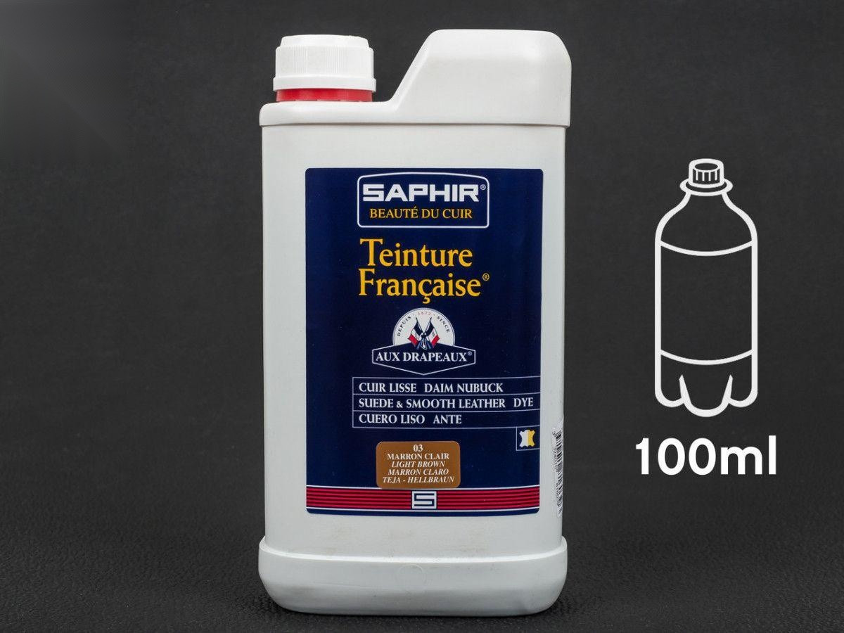 Фарба св. коричнева НА РОЗЛИВ для відкритих типів шкір Saphir Teinture Francaise, 100 мл (0816)(03)