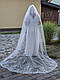 Довга весільна фата з вишивкою внизу 2,5 м, Айворі, білий, фото 3