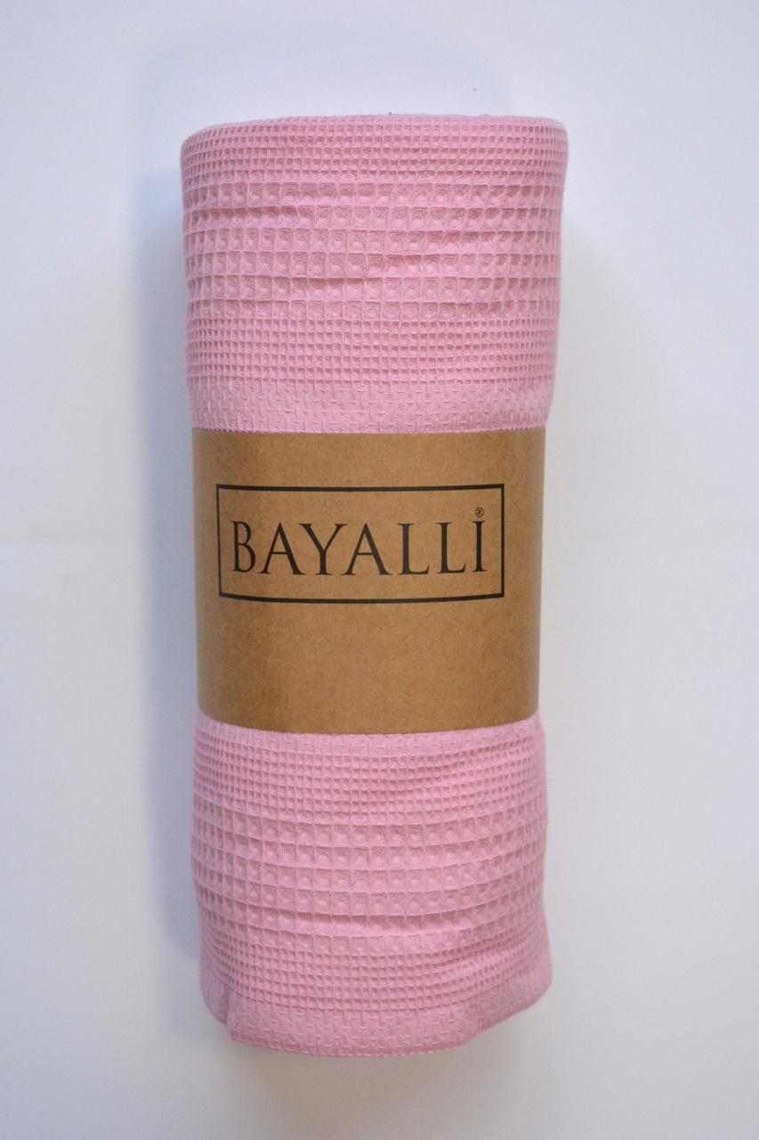 Вафельне простирадло-покривало Bayalli 160×230 см. Pembe