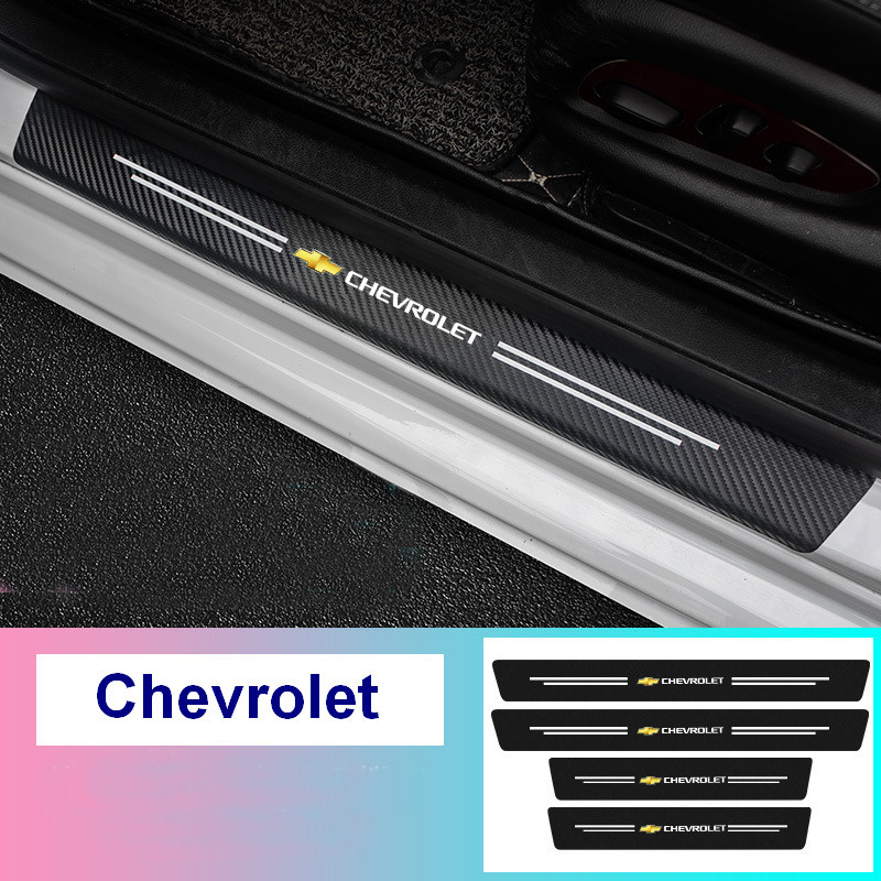 Карбонова захисна стрічка на пороги авто Chevrolet 4 штуки в комплекті, фото 1