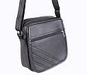 Чоловіча сумка зі шкірозамінника 302836 чорна, фото 5