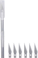 Канцелярський металевий скальпель, ніж із 10 змінними лезамиEStyle