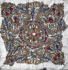 Українська народна хустка Марта візерунок 110*110 см біла, фото 2