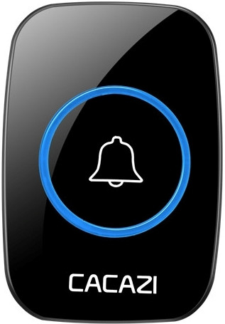 Бездротовий дверний дзвінок Cacazi чорний для житлового будинку, квартири, офісу та інших місць, фото 1