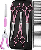 Набір безпечних ножиць для грумера AVADONA в сумочці з гребенем + кігтерез + пилка для котів та собак 7EStyle
