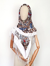 Українська народна хустка Марта візерунок 110*110 см біла, фото 3