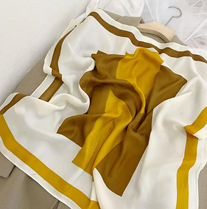 Шийна шовкова хустка H 70*70 см коричнева, фото 3