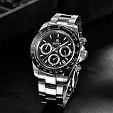 Кварцевий годинник із сапфіровим склом Pagani Design PD-1644 Silver-Black, фото 2