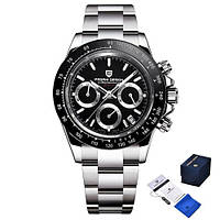 Кварцевий годинник із сапфіровим склом Pagani Design PD-1644 Silver-Black