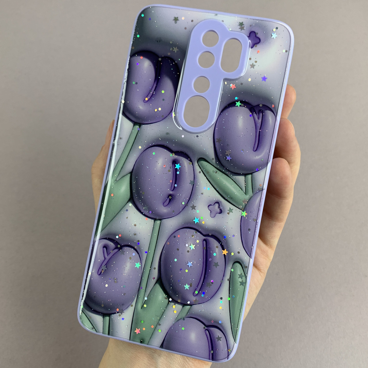 Чохол для Xiaomi Redmi Note 8 Pro чохол з квіточками захистом камери на сяомі редмі нот 8 про бузковий l1k