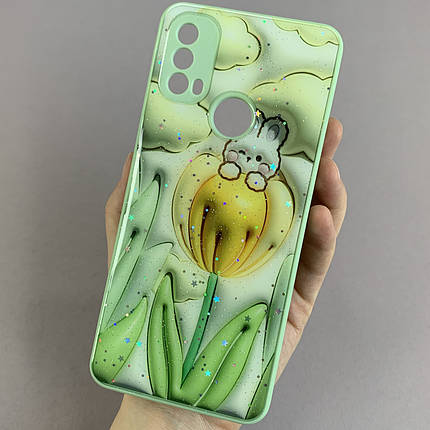 Чохол для Motorola Moto E40 чохол з квіточками захистом камери на телефон моторола мото е40 салатовий l1k, фото 1