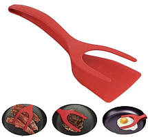 Лопатка кухонна щипці 2 в 1 червона
