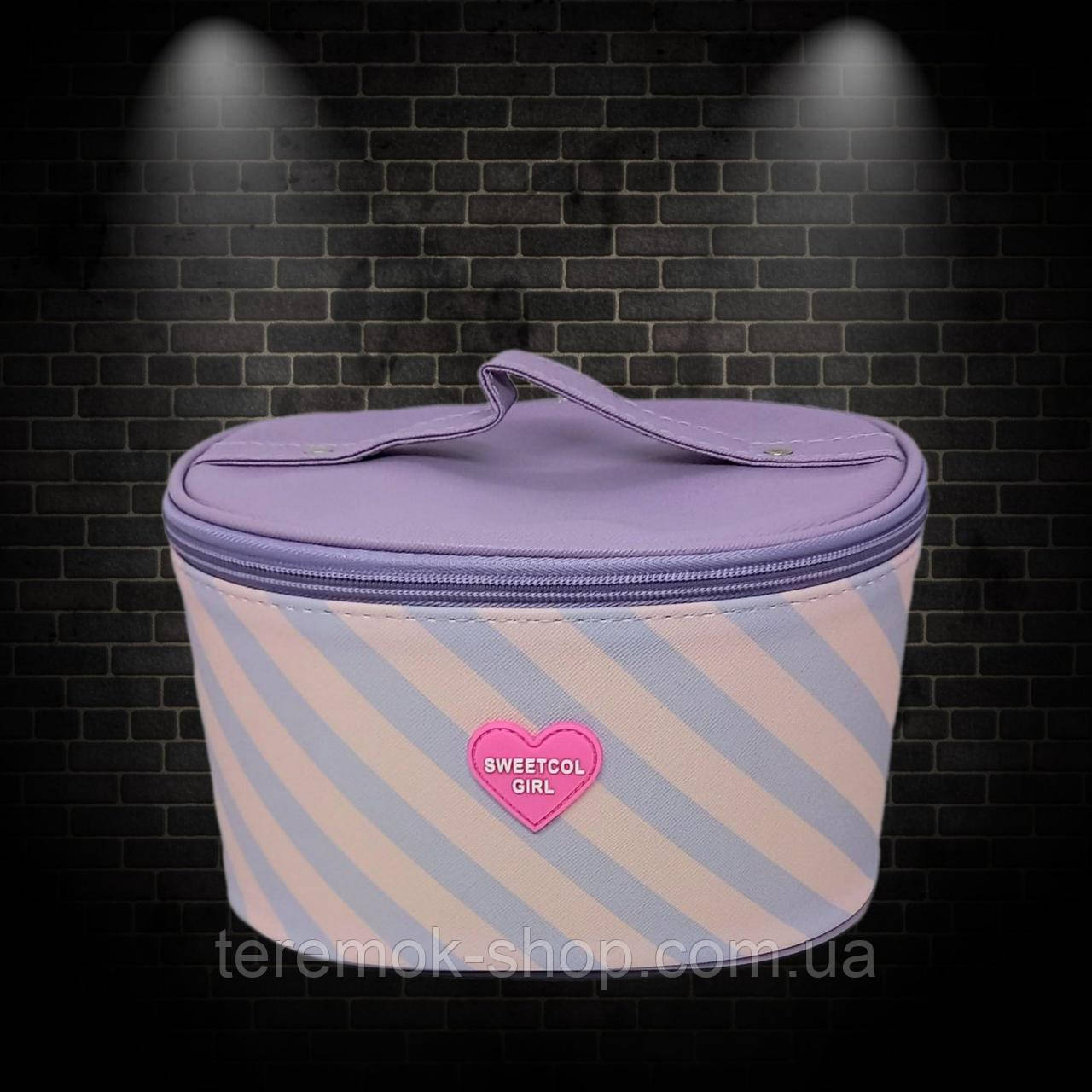 Косметичка-кейс бузкова дорожня на блискавці каркасна сумка-органайзер для косметики 22х15х13 см еко-шкіра, фото 1