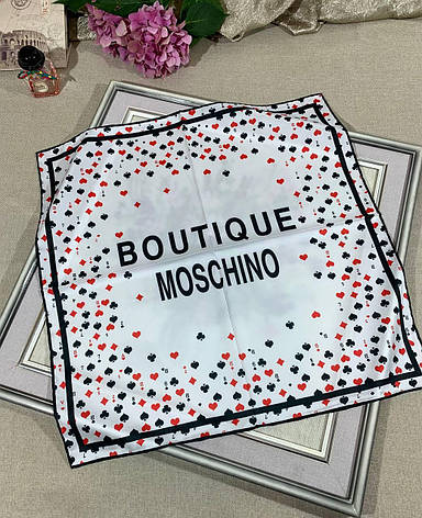 Невелика шовкова хустка boutique 60*60 см білий ручна обробка краю, фото 1