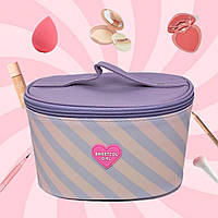 Жіноча каркасна косметичка органайзер бузкова  Candy з ручкою кейс для косметики 22х15х13 см еко-шкіра