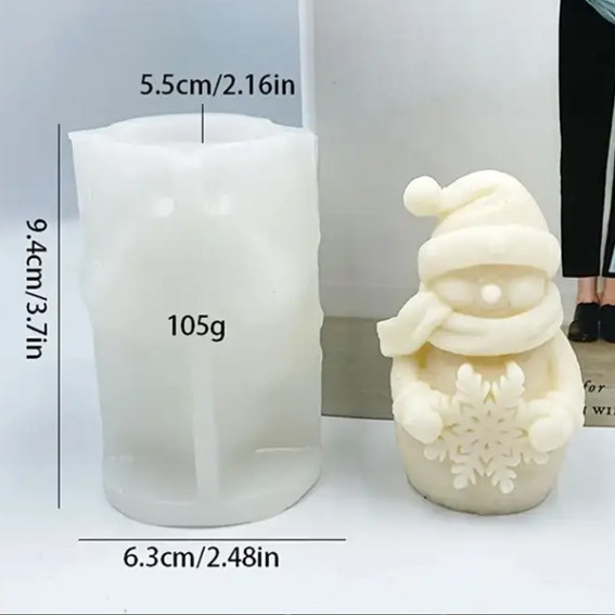 Силіконовий молд для свічок Сніговик 3D, фото 1