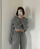 Базовий жіночий костюм Nike оверсайз худі з кишенею кенгуру та штани джогери на резинці з кишенями меланж чорний 42-44 46-48