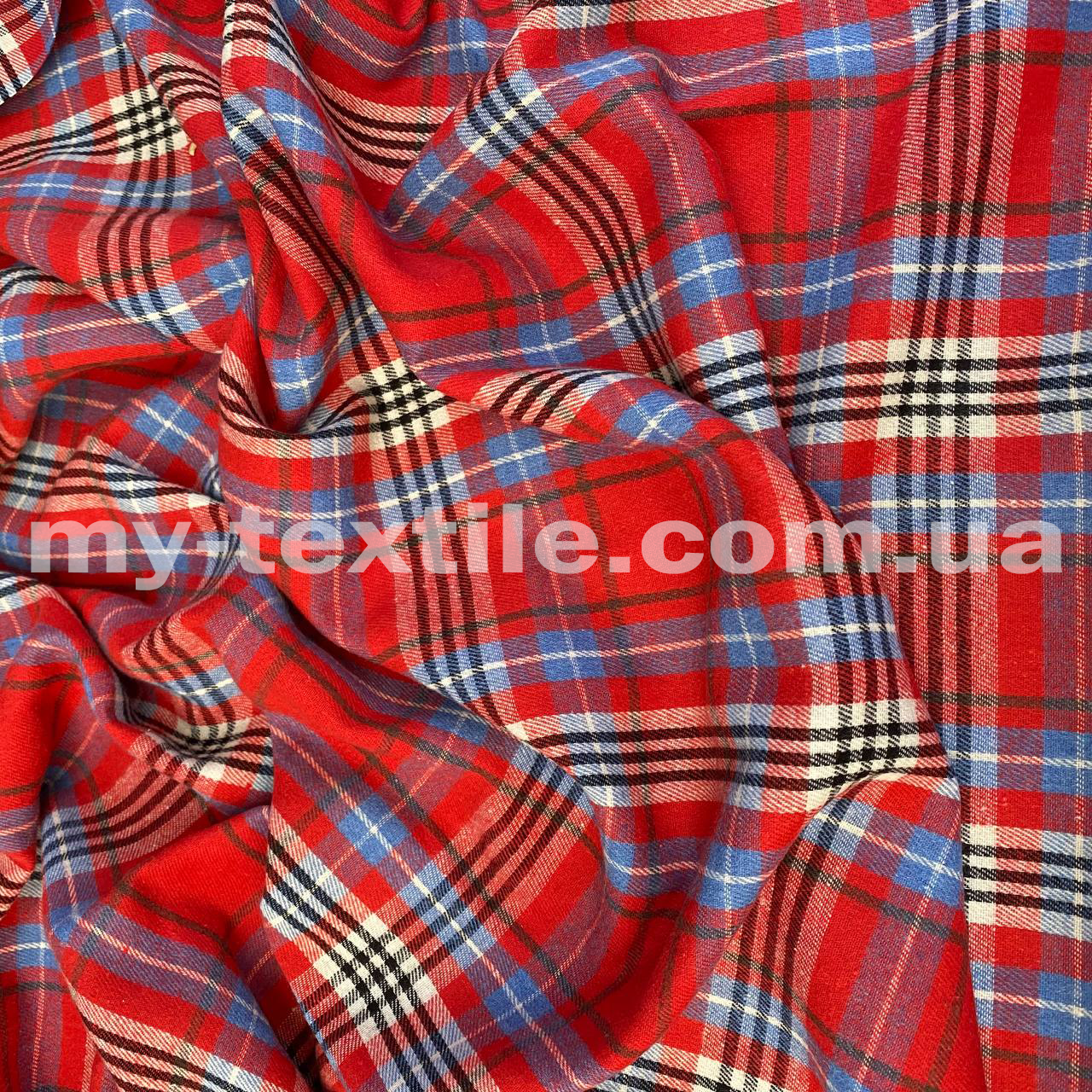 Сорочкова тканина Байка клітина Фланель 220 grm Червона, фото 1