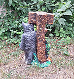 Садовий декор "Вовк з Баяном" та табличкою «Ти Це, Заходь коли Що» кераміка 56х32х20 см, фото 4