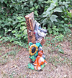 Садовий декор "Вовк з Баяном" та табличкою «Ти Це, Заходь коли Що» кераміка 56х32х20 см, фото 3