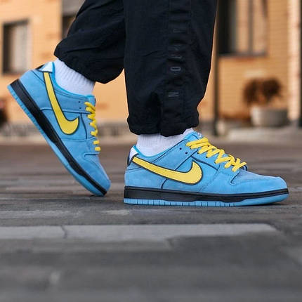 Чоловічі Кросівки Nike SB Dunk Low x Powerpuff Girls Blue Yellow / Найк СБ Данк Паверпафф Герлс Низькі Блакитні, фото 1