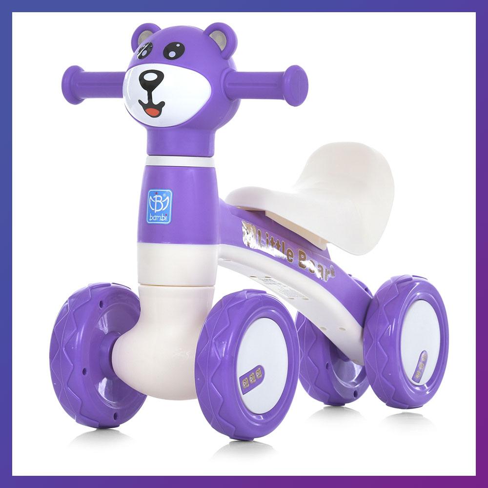 Дитячий біговел велобіг 1.5-3 роки Ведмежатко музика світло Bambi M 5762 Фіолетовий, фото 1