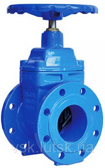 ЗАСУВКА З ОБГУМОВАННИМ КЛИНОМ ФЛАНЦЕВА Z104 / GJS500-7 / GJS500-7+EPDM / PN16 / DN200, фото 1