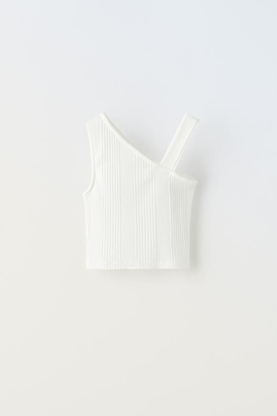 ZARA АСИМЕТРИЧНИЙ МАЙКА З БРЕТЕЛЕЮ 13/14