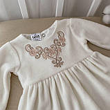 Костюм для хрещення "Світлинка" велюр зріст 50 см (0 – 1 місяць) Betis Молочний з кавовим, фото 2