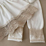 Костюм для хрещення "Світлинка" велюр зріст 50 см (0 – 1 місяць) Betis Молочний з кавовим, фото 3