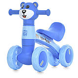 Дитячий біговел велобіг 1.5-3 роки Ведмежатко музика світло Bambi M 5762 Синій, фото 5