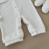 Костюм для хрещення "Голден Бебі" велюр, жакард зріст 56 см (0 – 1 місяць) Betis Молочний, фото 3