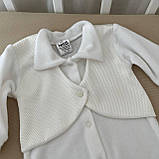 Костюм для хрещення "Голден Бебі" велюр, жакард зріст 62 см (1 – 3 місяці) Betis Молочний, фото 2