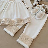 Костюм для хрещення "Аріна-3" велюр зріст 68 см (3 – 6 місяців) Betis Молочний, фото 2