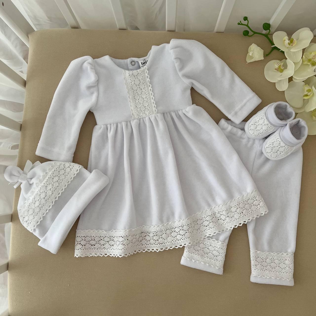 Костюм для хрещення "Аріна-3" велюр зріст 80 см (9 – 12 місяців) Betis Білий, фото 1