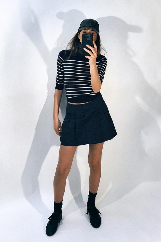 ZARA ПЛОСКОВ’ЯЗАНИЙ ТРИКОТАЖНИЙ СВЕТР ІЗ РУКАВАМИ ТРИ ЧВЕРТІ S, фото 1