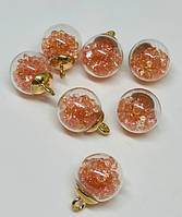 Кулон, підвіска "Куля", 21*16 мм, декор-персик, (кріплення-золото), шт, Персиковий