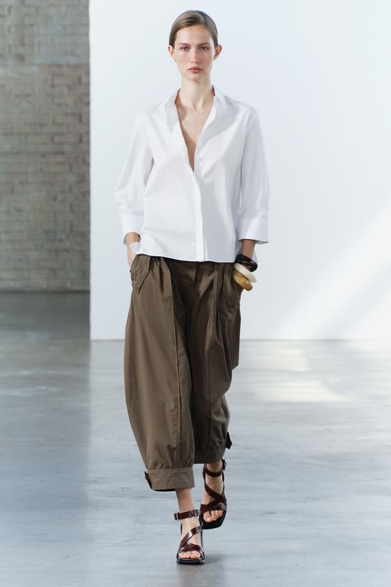 ZARA ПОПЛІНОВА СОРОЧКА ZW COLLECTION SLIM FIT S, фото 1