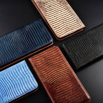 Чохол для Tecno Spark 20C (BG7n) книжка з НАТУРАЛЬНОЇ ПРЕМІУМ ШКІРИ із підставкою протиударний магнітний "VARAN"